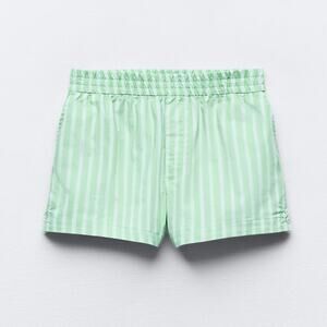 Zara Cotton Stripe Green Boxer Shorts